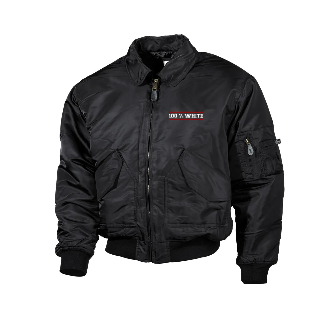 Bestickte Herren CWU Jacke, Schwarz - 100% White