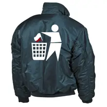 Bestickte Herren CWU Jacke, Navyblau - Keinen Bock auf Zecken Rückseite
