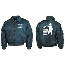 Bestickte Herren CWU Jacke, Navyblau - Keinen Bock auf Zecken Vorder- und Rückseite