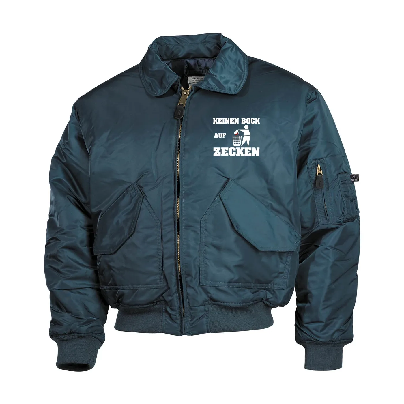 Bestickte Herren CWU Jacke, Navyblau - Keinen Bock auf Zecken