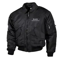 Bestickte Herren CWU Jacke, Schwarz - Nazi nicht an Zuwanderung interessiert Vorderseite