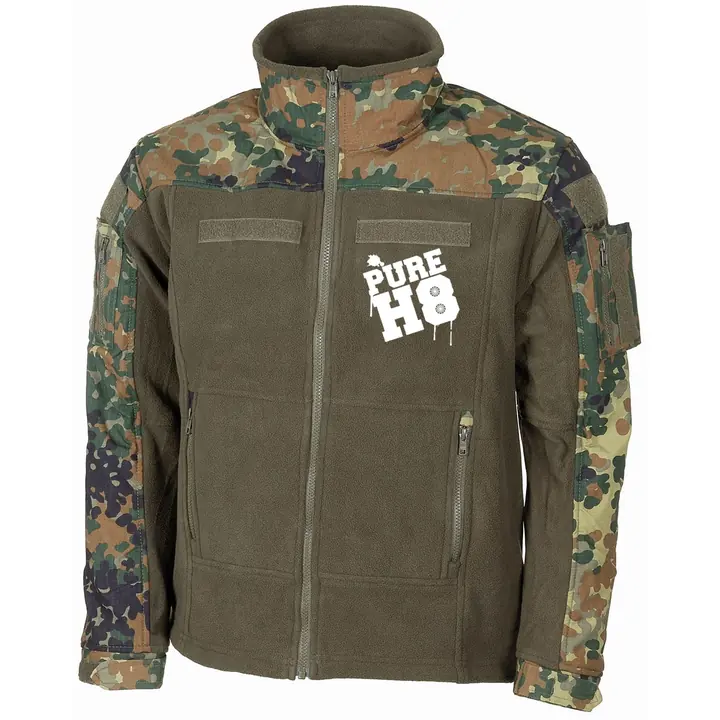 Bestickte Fleecejacke "Combat", flecktarn - Pure H8