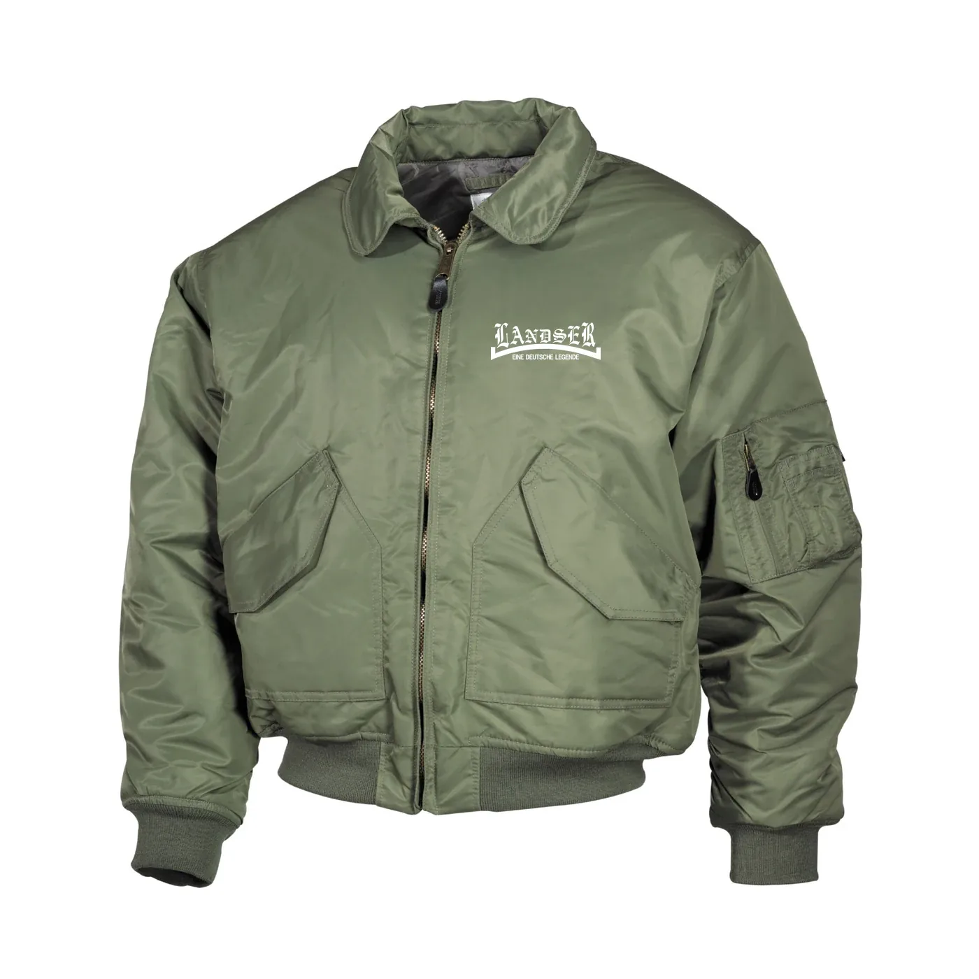 Bestickte Herren CWU Jacke, Oliv - Landser, weiß