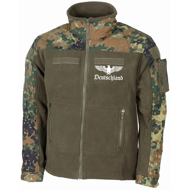 Bestickte Fleecejacke "Combat", flecktarn - Adler, Deutschland