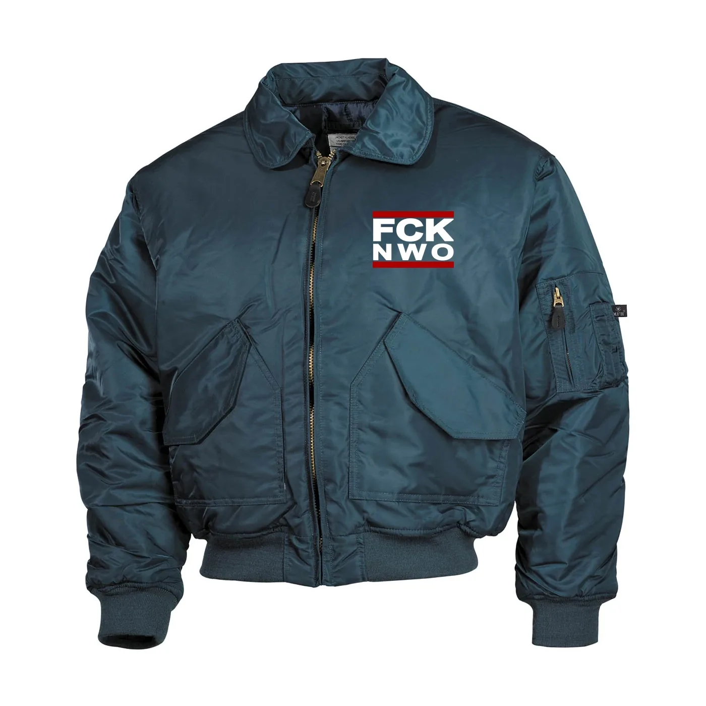 Bestickte Herren CWU Jacke, Navyblau - FCK NWO