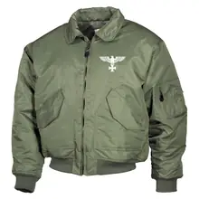 Bestickte Herren CWU Jacke, Oliv - Adler, Kreuz Vorderseite