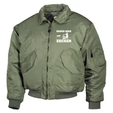 Bestickte Herren CWU Jacke, Oliv - Keinen Bock auf Zecken - gewählte Variante