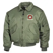 Bestickte Herren CWU Jacke, Oliv - Asylflut stoppen - gewählte Variante