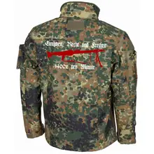 Bestickte Fleecejacke "Combat", flecktarn - Mg42 Einigkeit, Recht und Freiheit Rückseite
