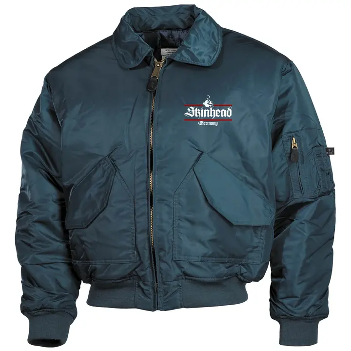 Bestickte Herren CWU Jacke, Navyblau - Skinhead Germany