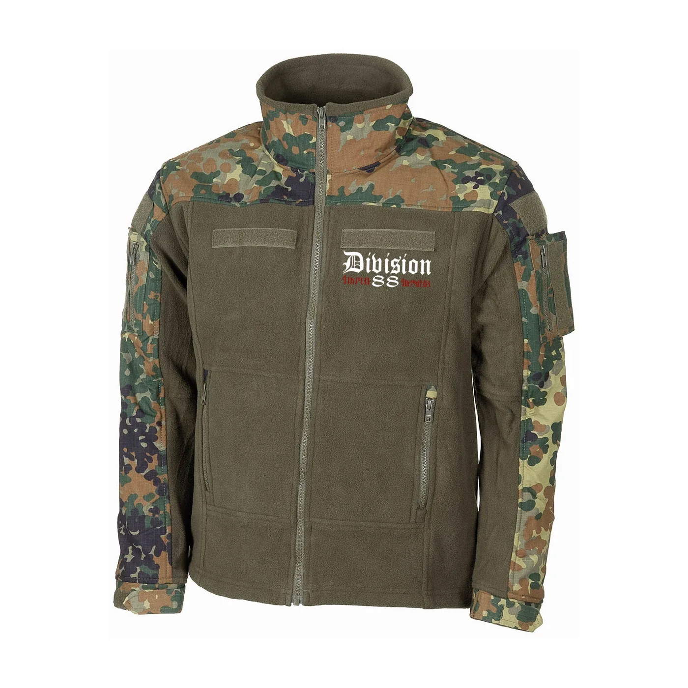 Bestickte Fleecejacke "Combat", flecktarn - Division 88 Runen
