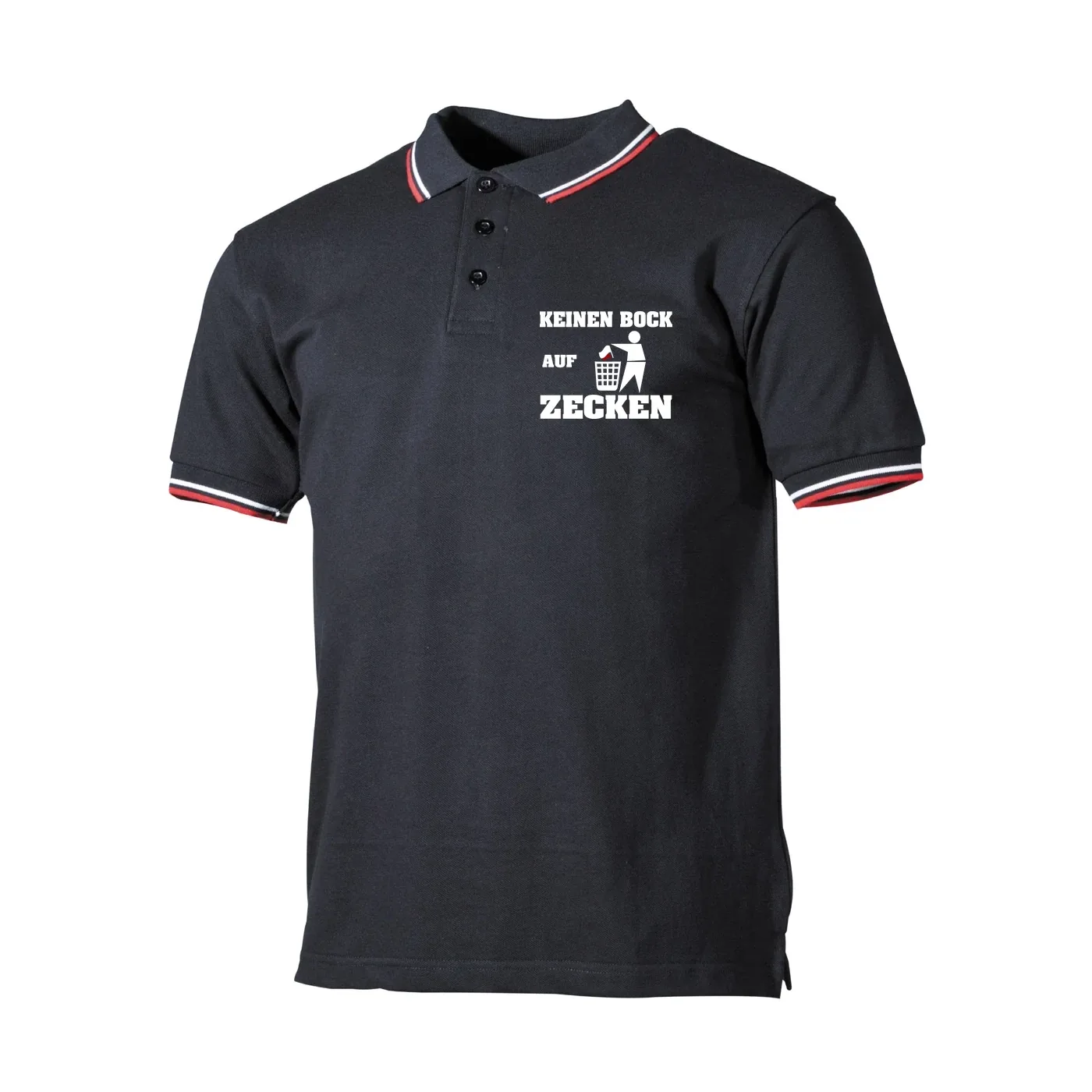 Herren Poloshirt "Schwarz Weiß Rot" - Keinen Bock auf Zecken