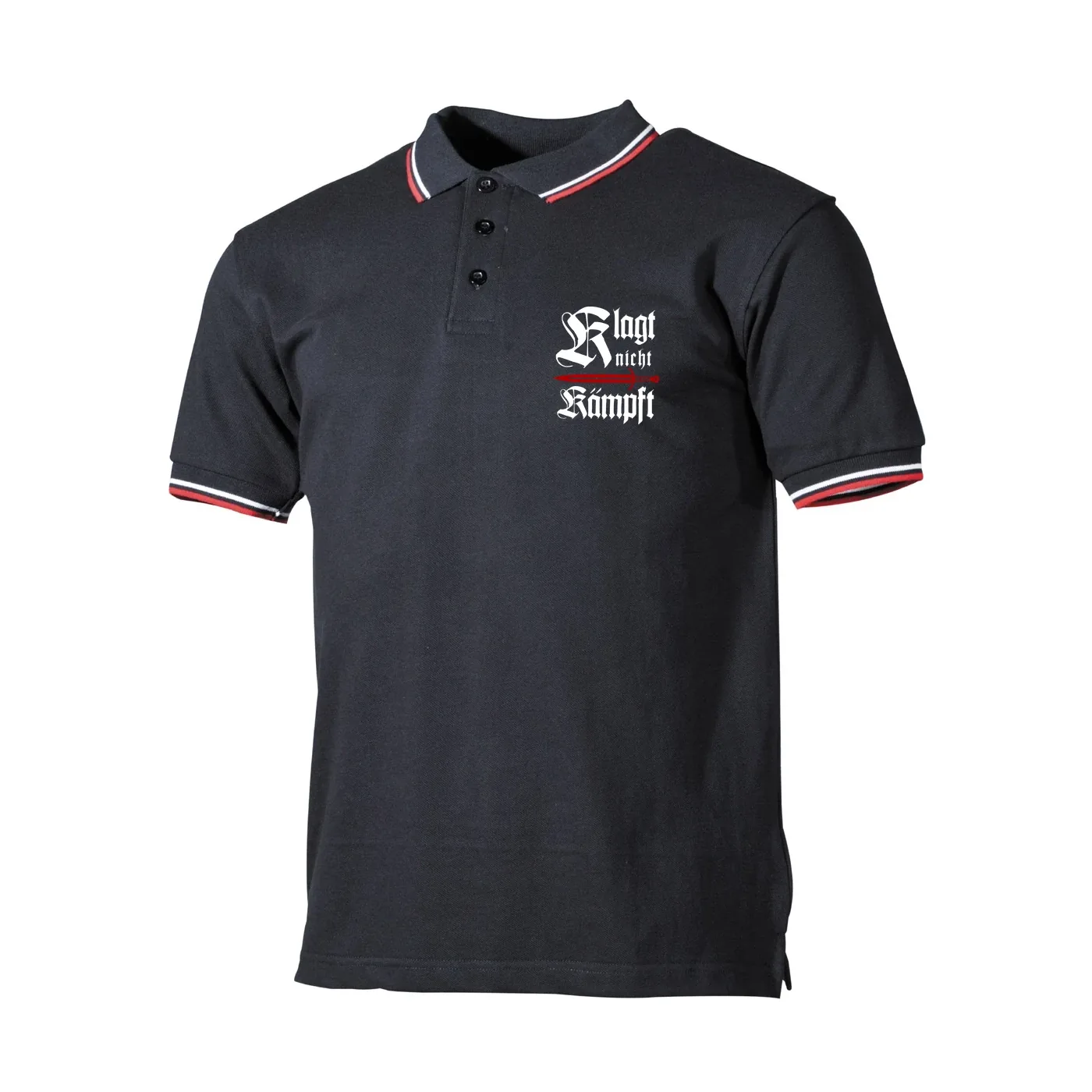 Herren Poloshirt "Schwarz Weiß Rot" - Klagt nicht kämpft, Schwert