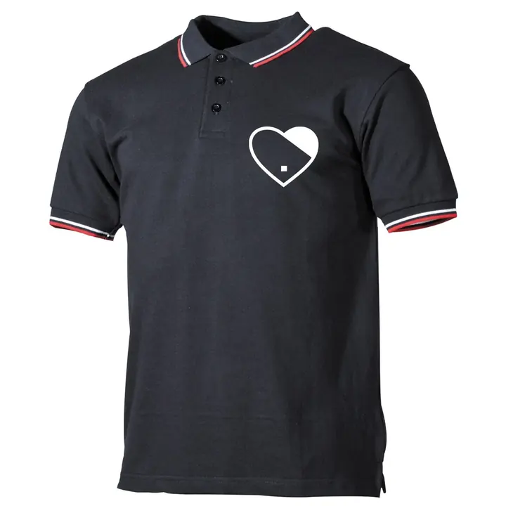 Herren Poloshirt "Schwarz Weiß Rot" - Herz