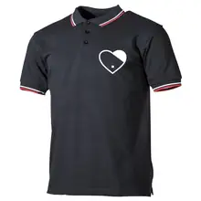 Herren Poloshirt "Schwarz Weiß Rot" - Herz Vorderseite