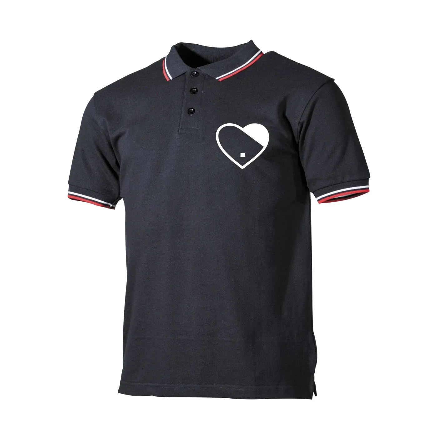 Herren Poloshirt "Schwarz Weiß Rot" - Herz