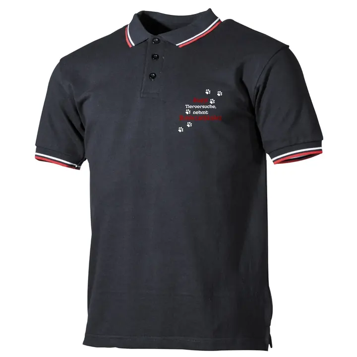 Herren Poloshirt "Schwarz Weiß Rot" - Stoppt Tierversuche, nehmt Kinderschänder