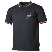 Herren Poloshirt "Schwarz Weiß Rot" - Stoppt Tierversuche, nehmt Kinderschänder Vorderseite