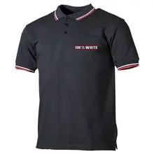 Herren Poloshirt "Schwarz Weiß Rot" - 100% White Vorderseite