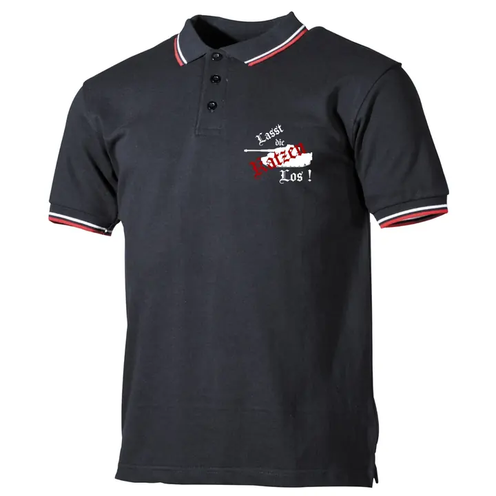 Herren Poloshirt "Schwarz Weiß Rot" - Lasst die Katzen los