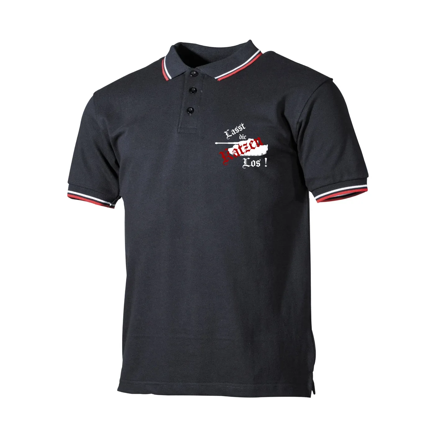 Herren Poloshirt "Schwarz Weiß Rot" - Lasst die Katzen los