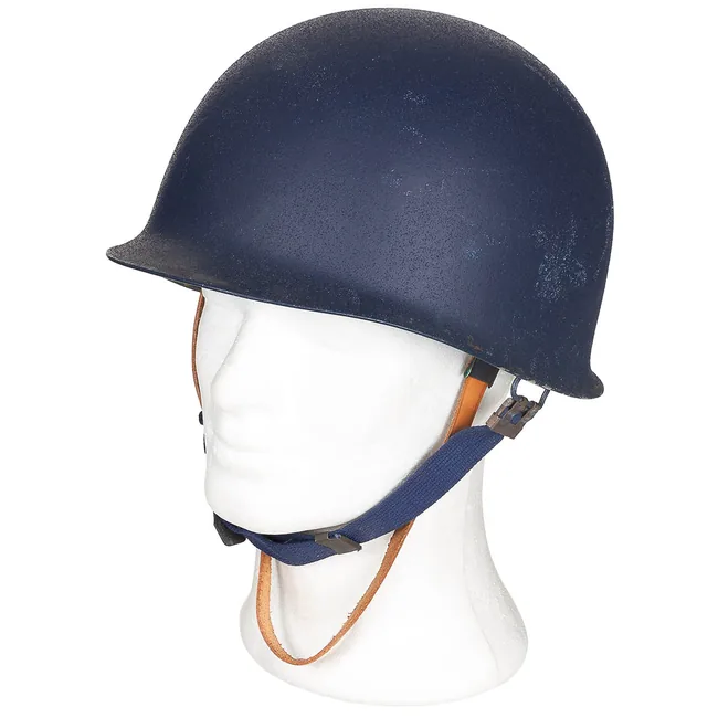 Belg. Helm "M51", blau, mit, Kunststoff-Innenhelm, neuw.