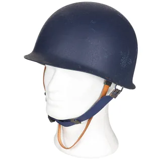 Belg. Helm "M51", blau, mit, Kunststoff-Innenhelm, neuw.