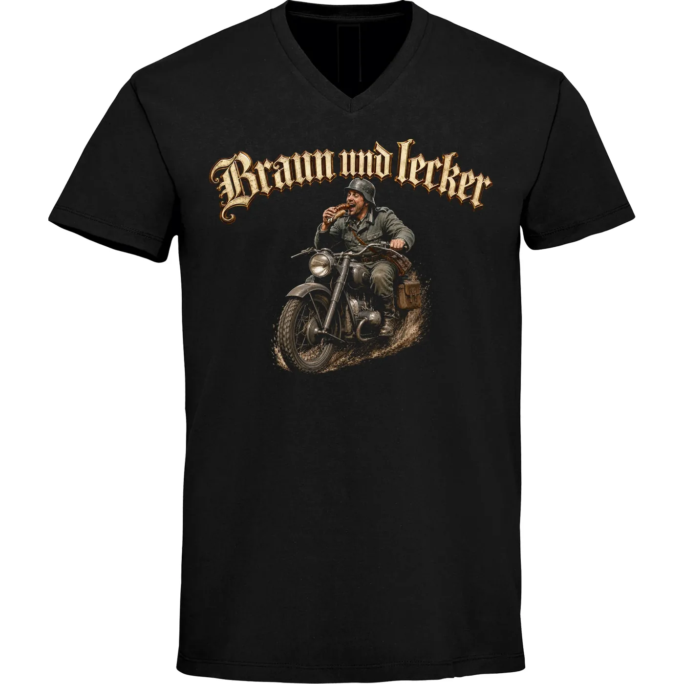 Herren V-Ausschnitt T-Shirt - Braun und Lecker, Soldat