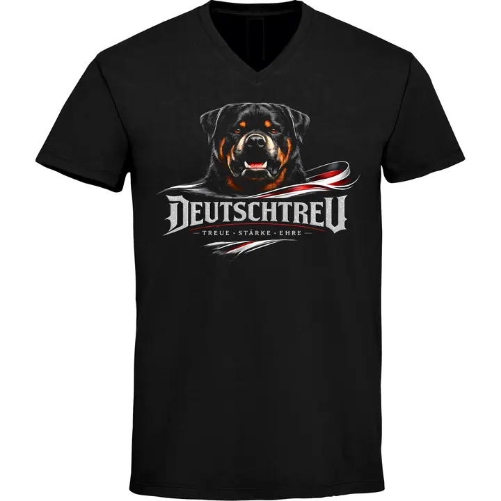 Herren V-Ausschnitt T-Shirt - Deutschtreu, Treue kennt kein Wanken