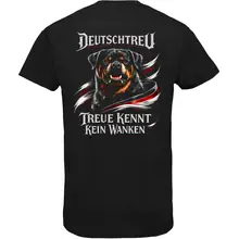 Herren V-Ausschnitt T-Shirt - Deutschtreu, Treue kennt kein Wanken Rückseite