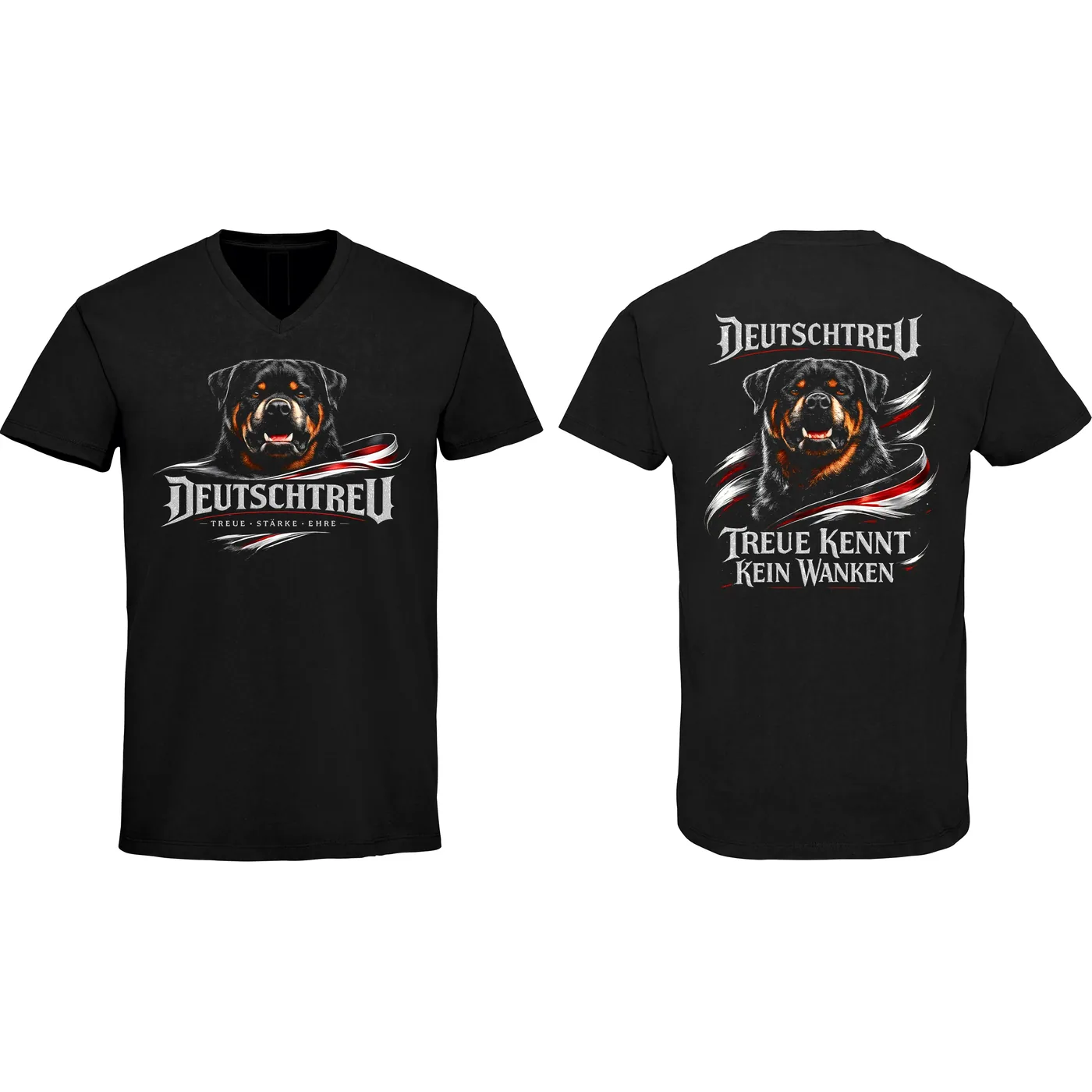 Herren V-Ausschnitt T-Shirt - Deutschtreu, Treue kennt kein Wanken
