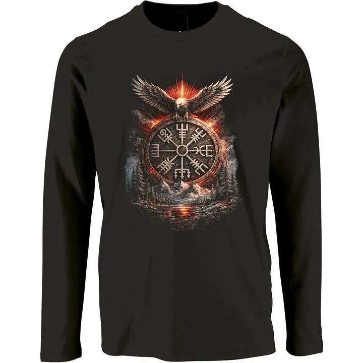 Herren Langarm Shirt - Vegvisir mit Adler