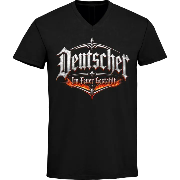 Herren V-Ausschnitt T-Shirt - Deutscher, im Feuer gestählt