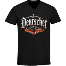Herren V-Ausschnitt T-Shirt - Deutscher, im Feuer gestählt Vorderseite