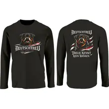 Herren Langarm Shirt - Deutschtreu, Treue kennt kein Wanken Vorder- und Rückseite