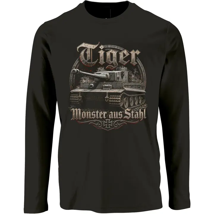 Herren Langarm Shirt - Tiger, Monster aus Stahl