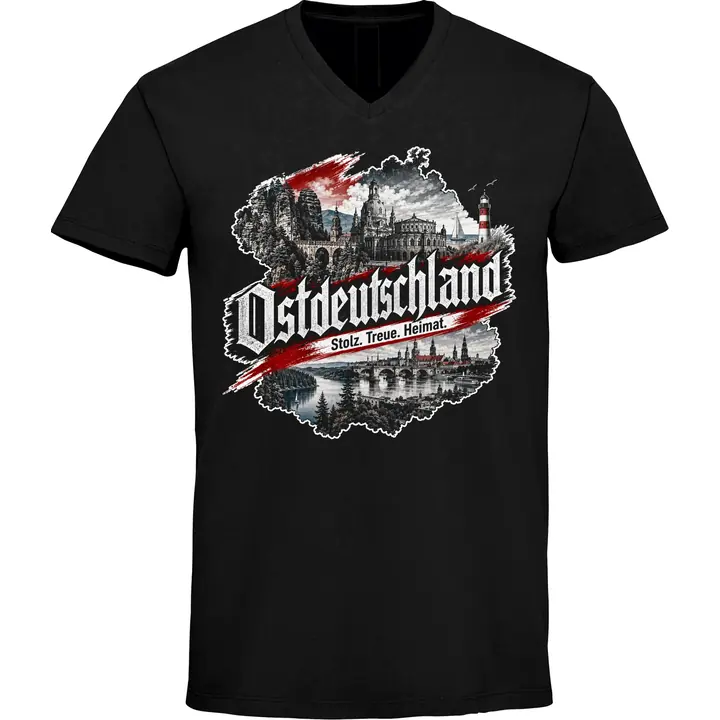 Herren V-Ausschnitt T-Shirt - Ostdeutschland, Heimat & Stolz