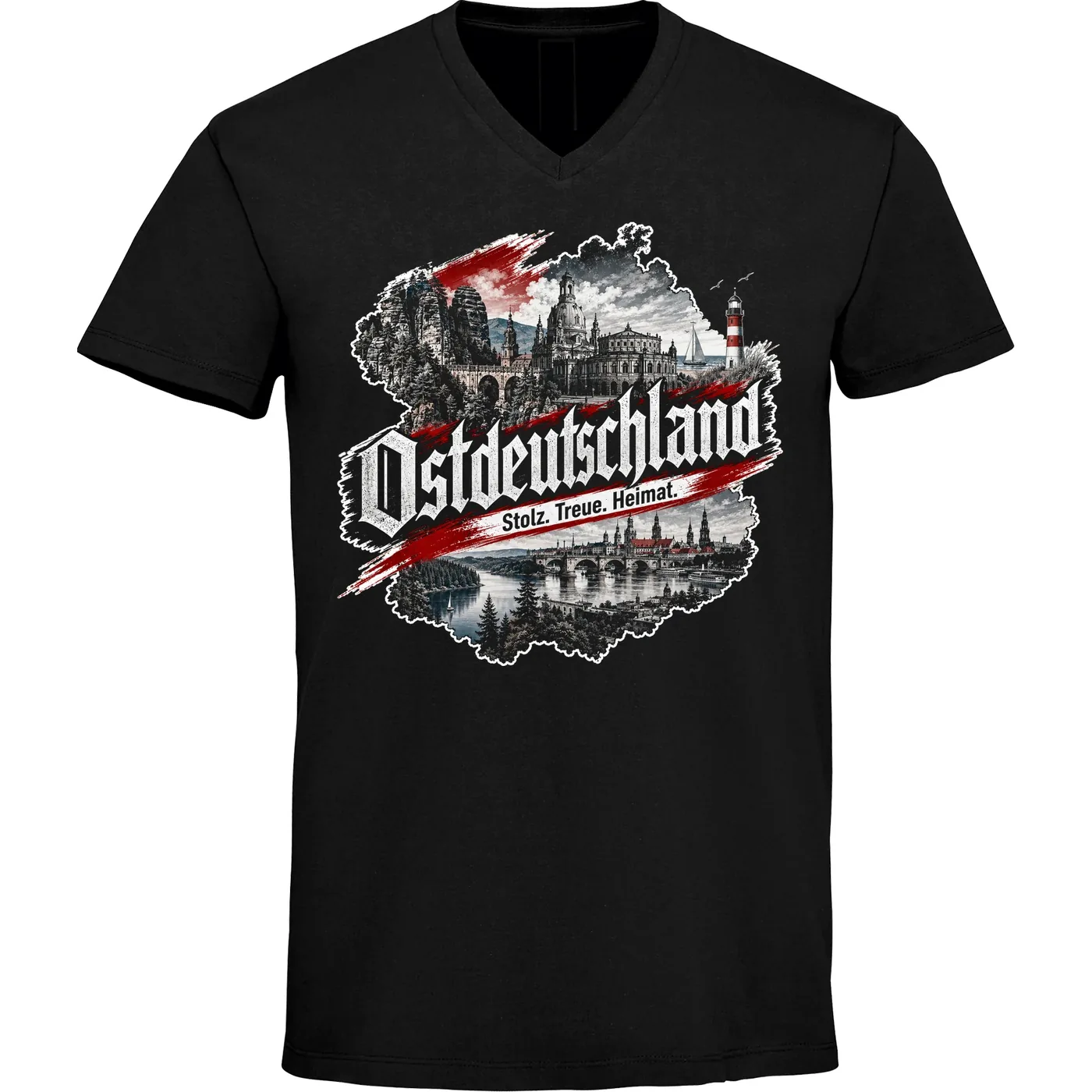 Herren V-Ausschnitt T-Shirt - Ostdeutschland, Heimat & Stolz