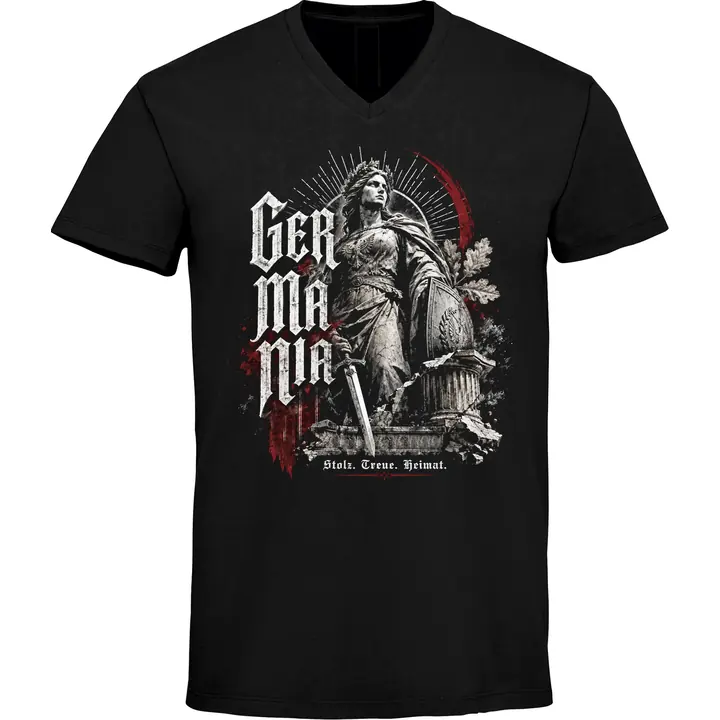 Herren V-Ausschnitt T-Shirt - Germania, Stolz Treue Heimat