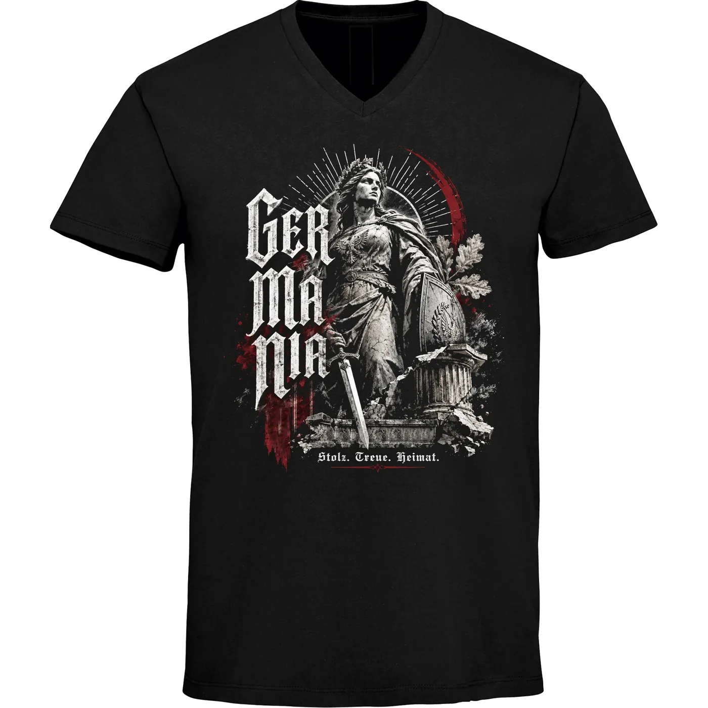 Herren V-Ausschnitt T-Shirt - Germania, Stolz Treue Heimat