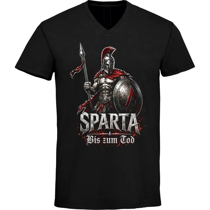 Herren V-Ausschnitt T-Shirt - Sparta, Bis zum Tod 3D Version