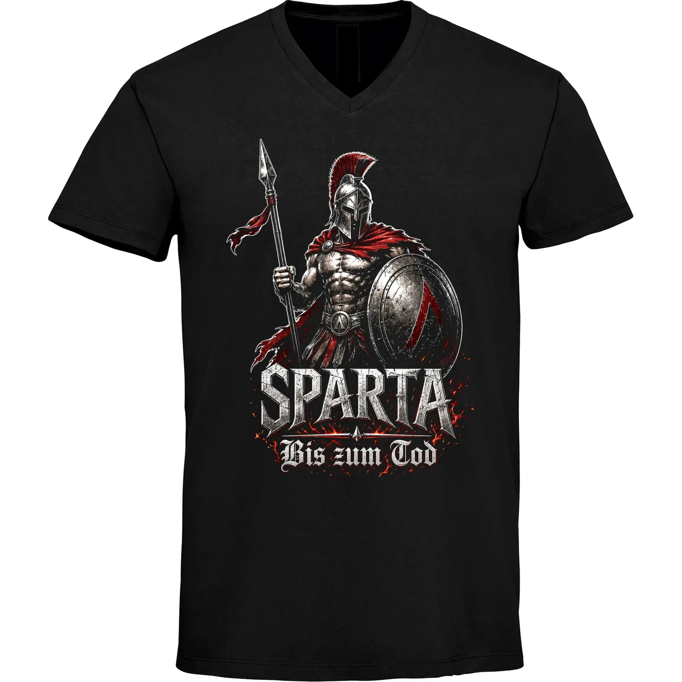 Herren V-Ausschnitt T-Shirt - Sparta, Bis zum Tod 3D Version