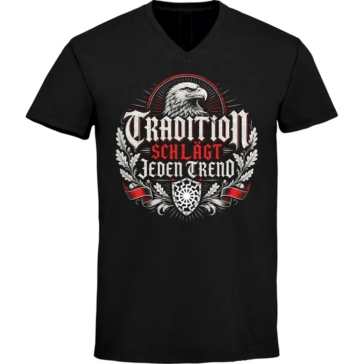 Herren V-Ausschnitt T-Shirt - Tradition schlägt jeden Trend, Adler