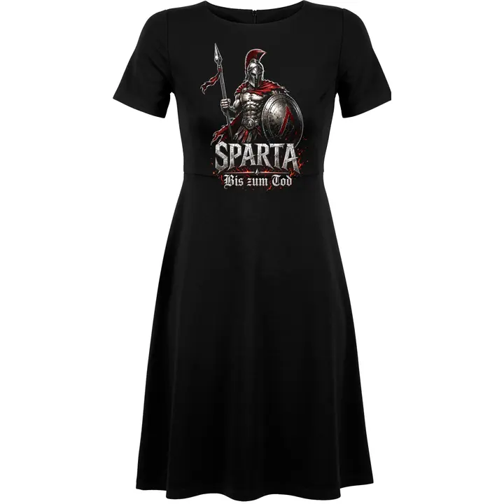 Damen kurzarm Kleid - Sparta, Bis zum Tod 3D Version