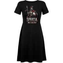 Damen kurzarm Kleid - Sparta, Bis zum Tod 3D Version - gewählte Variante