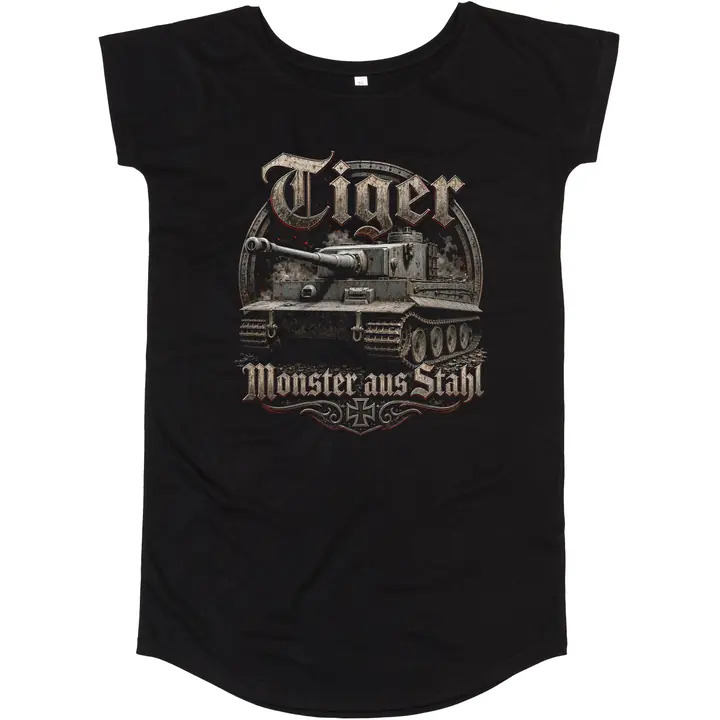 Damen T-Shirt Kleid - Tiger, Monster aus Stahl