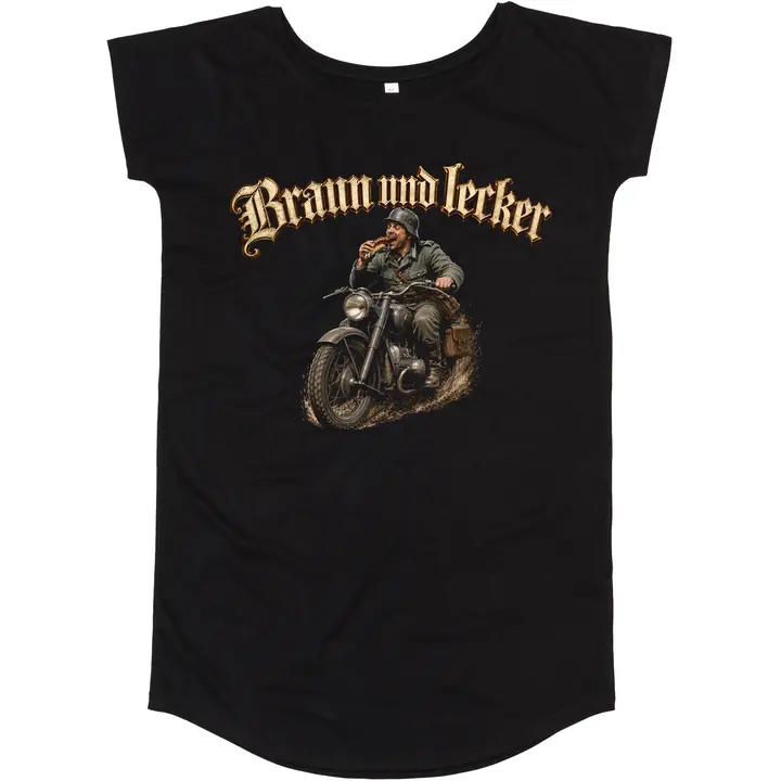 Damen T-Shirt Kleid - Braun und Lecker, Soldat