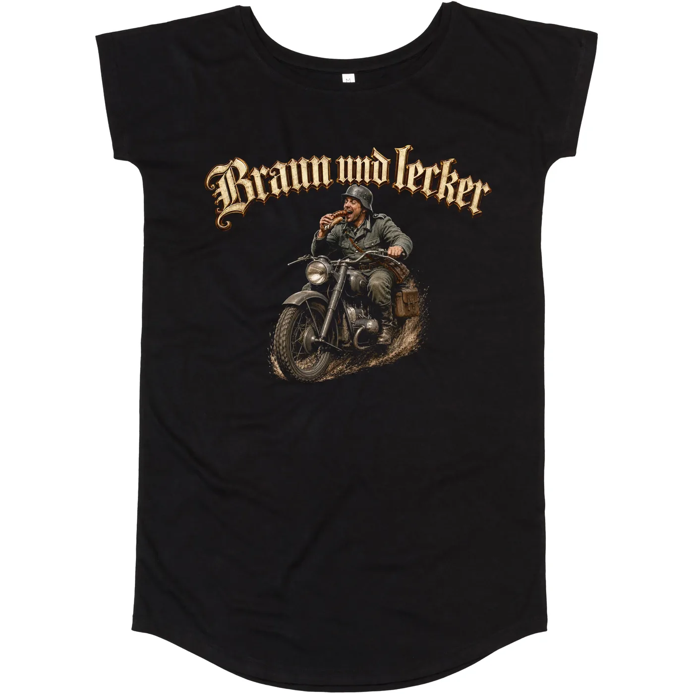 Damen T-Shirt Kleid - Braun und Lecker, Soldat