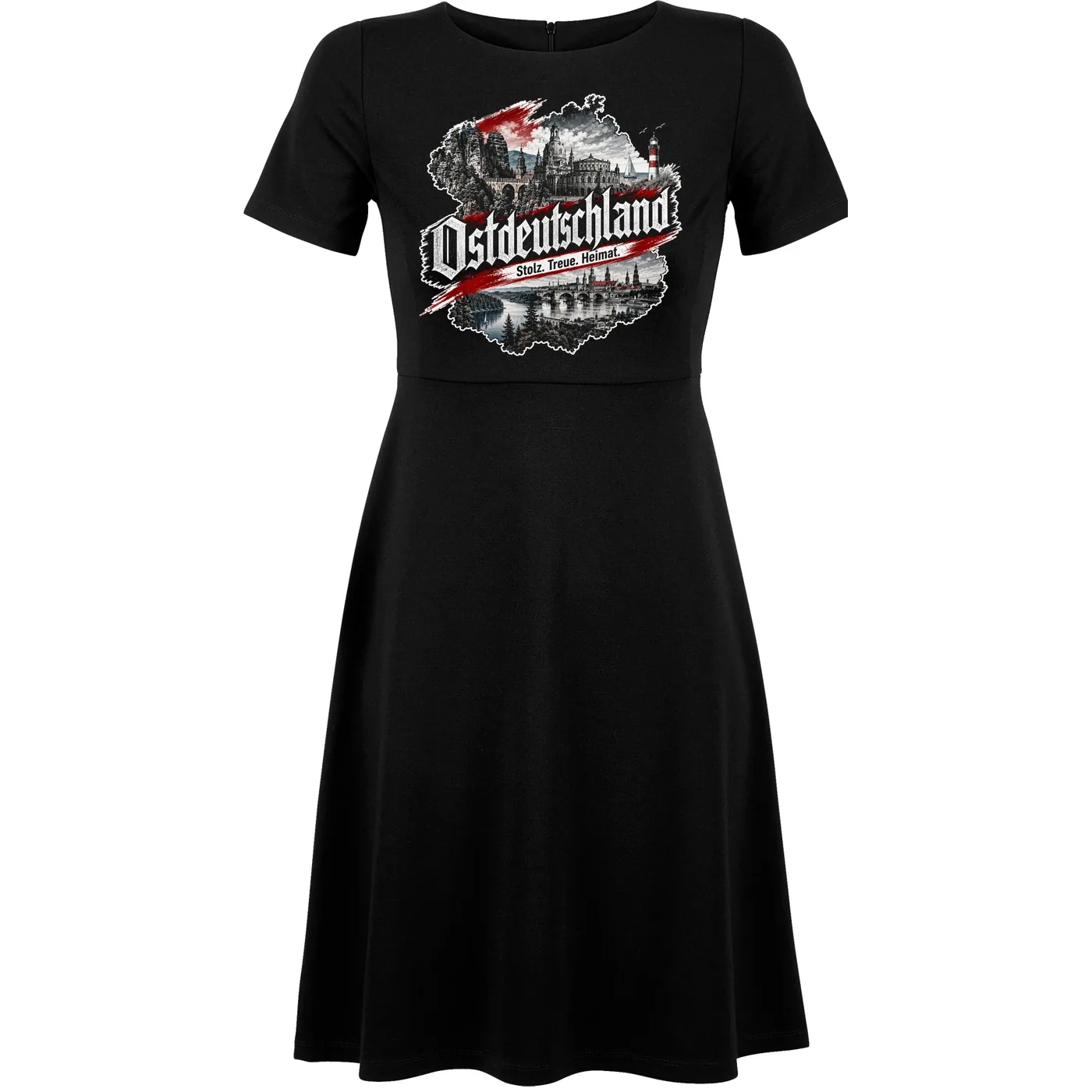 Damen kurzarm Kleid - Ostdeutschland, Heimat & Stolz