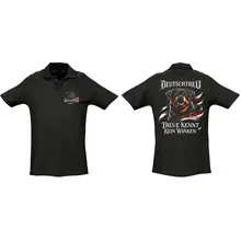 Herren Standard Poloshirt - Deutschtreu, Treue kennt kein Wanken Vorder- und Rückseite